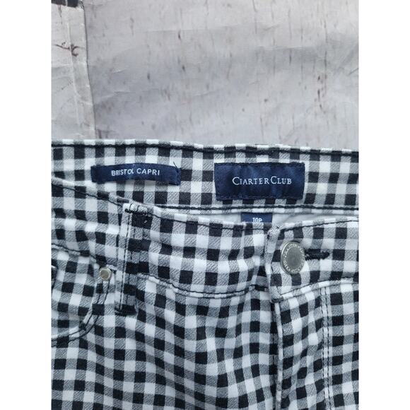Charter Club Womens Bristol Capri Black White Checkered Size 10p - Picture 2 of 8
